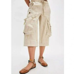 Free People Crochet Mystic Mary Jane Raffia Trim Flats in Brown Camel Size 9 NEW